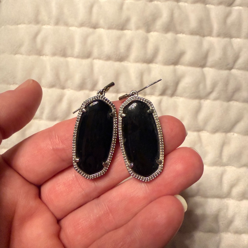 Kendra Scott Black and Silver Drop Earrings